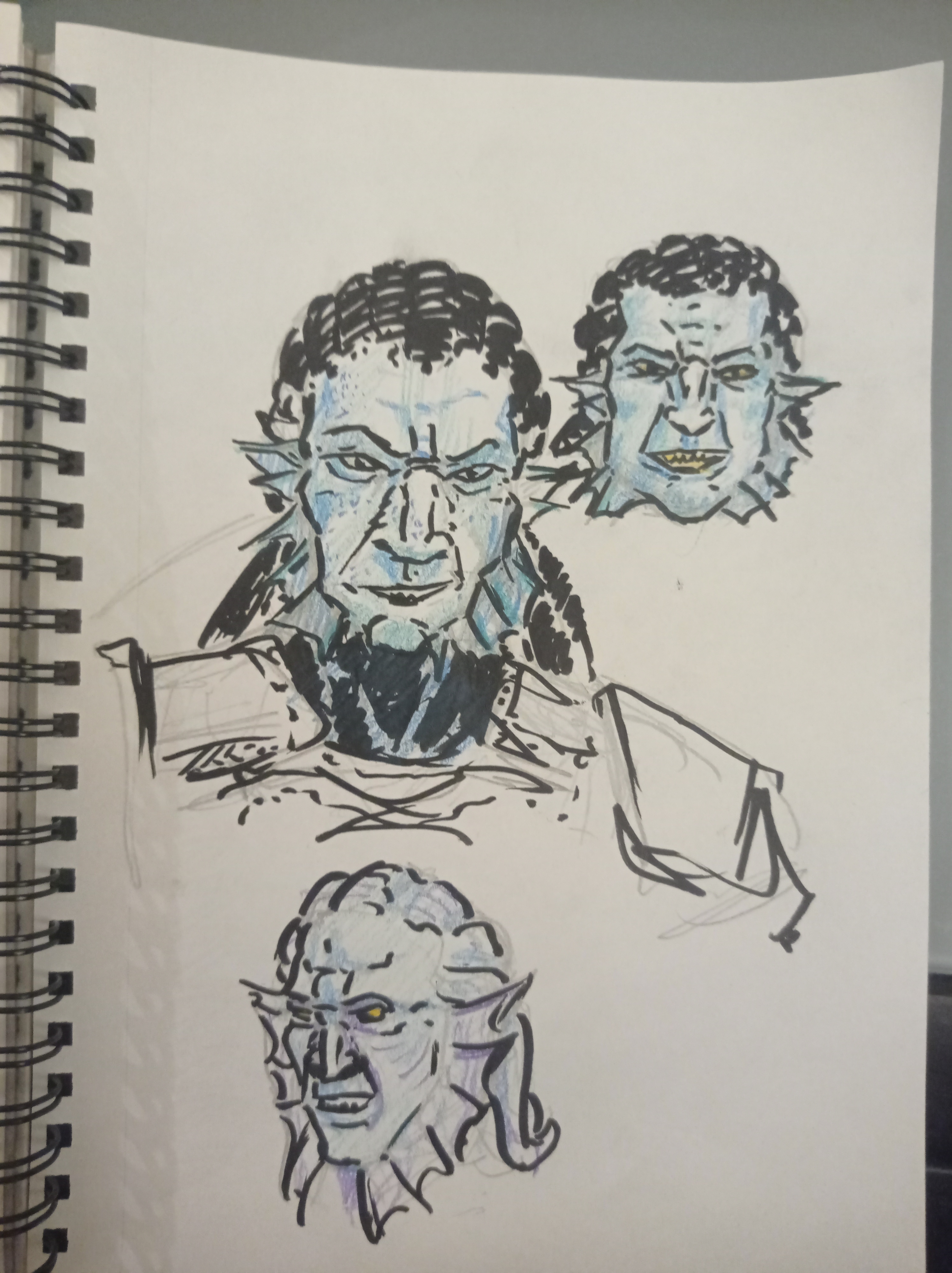 Croquis d’études visage d’un Merfolk - Corus - par Gromdal