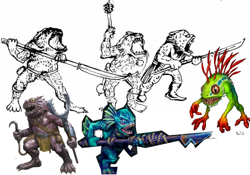 Compilation d’illustrations de Pelagics issus de differentes licences fantastiques